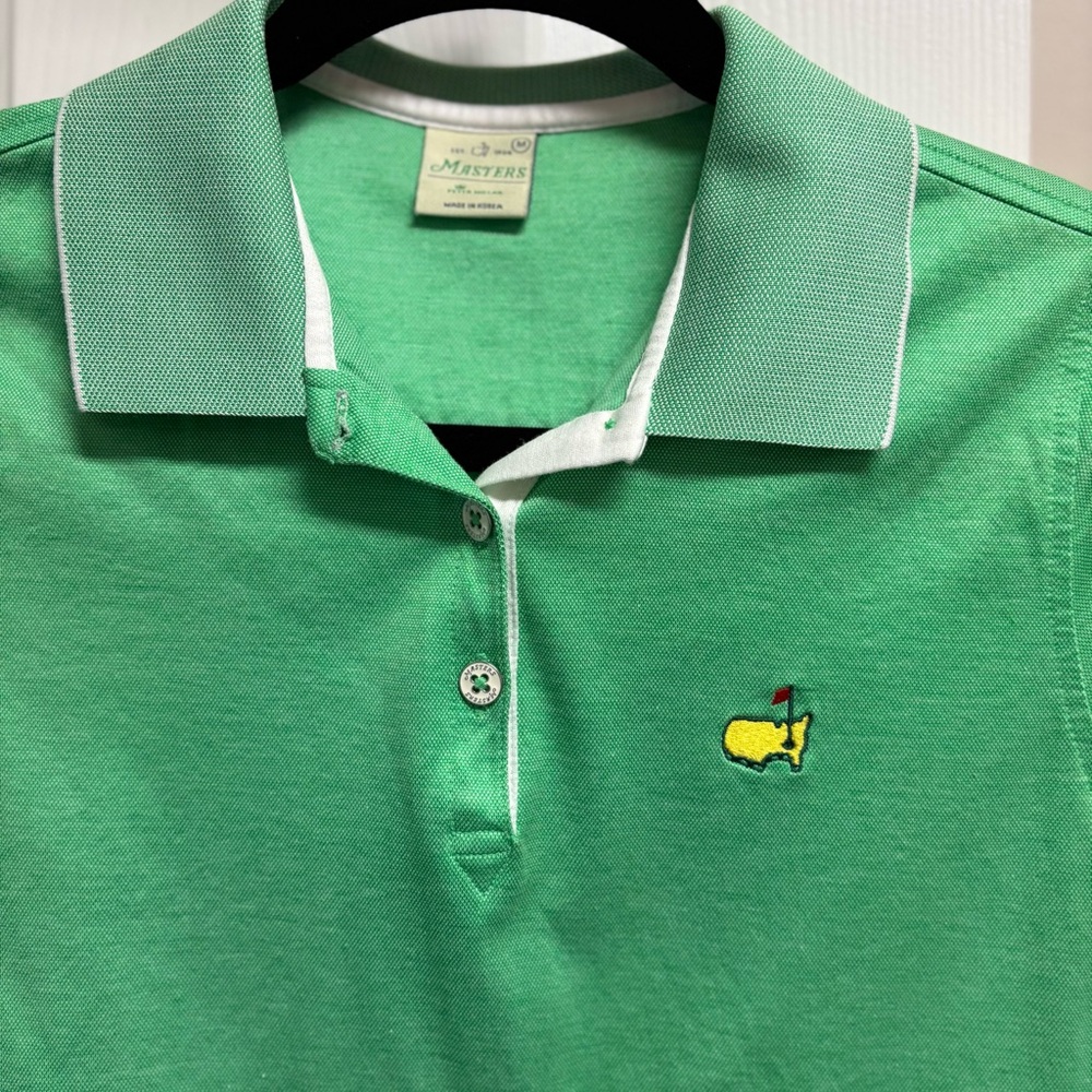 Peter Millar Green MASTERS Polo with White Trim Classic! Ladies Size Medium - Picture 7 of 9